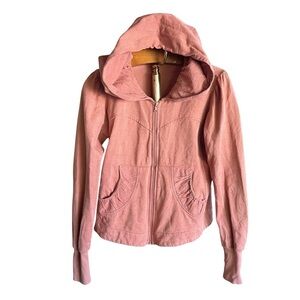 CMC Color Me Cotton Stylish Peach Jacket with Hood Crosshatch Design